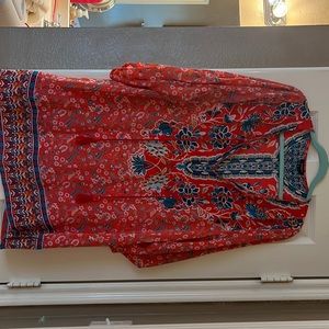 Tolani 100% Silk Long Tunic orange